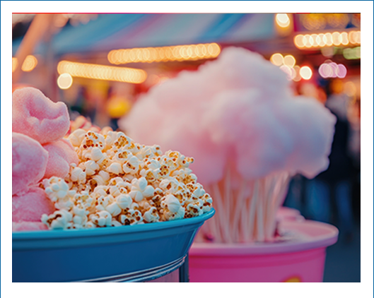 Wata cukrowa i popcorn